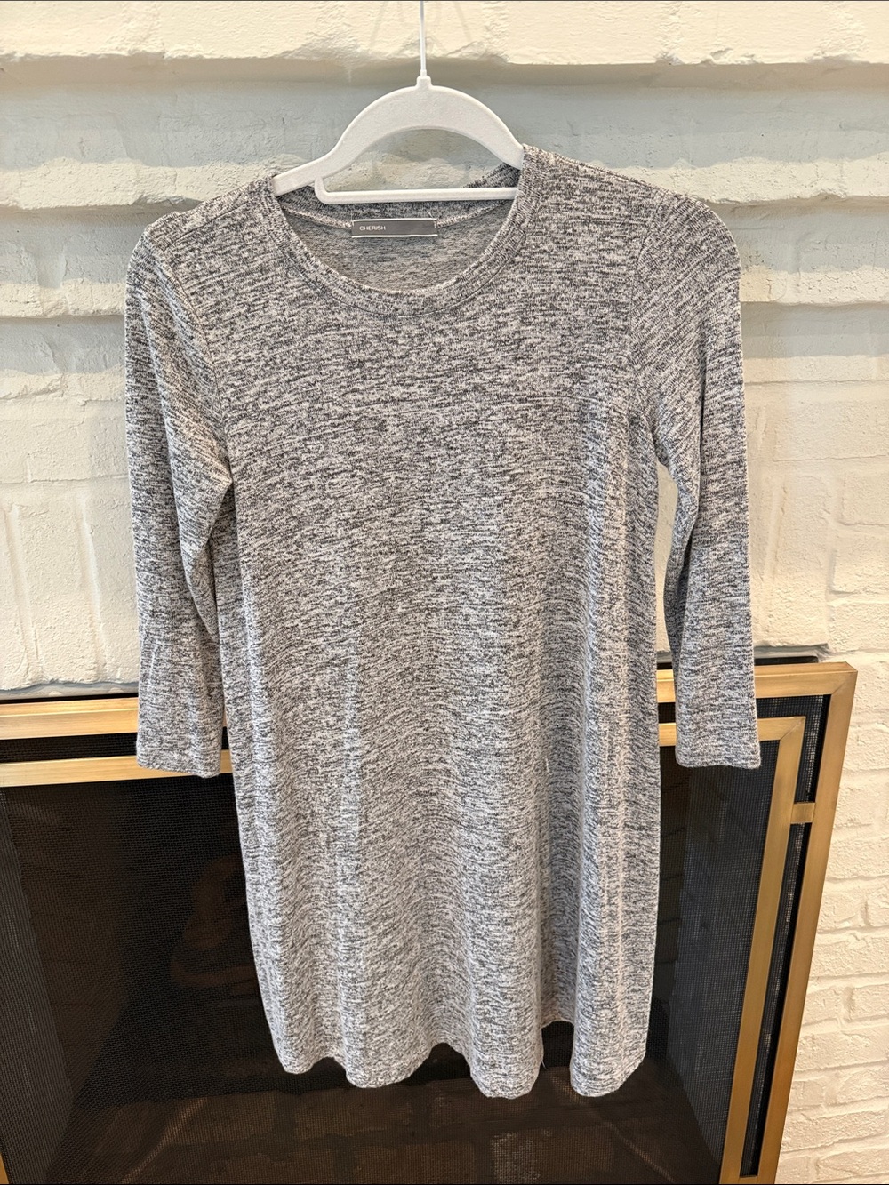 Cherish Heathered Gray Long Sleeve Knit Dress